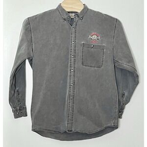 Vintage Hard Rock Cafe Button Down Shirt Mens Large Gray Cozumel 2000s Nostalgia